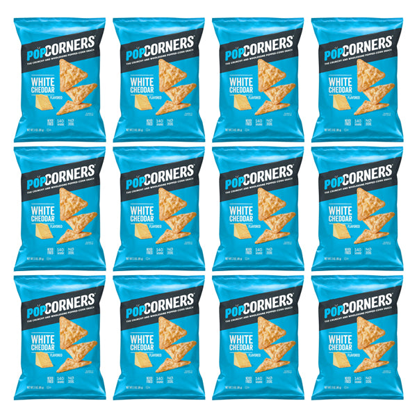 12 Pack - Popcorners White Cheddar Flavored Crunchy Popped Corn Snack 3oz