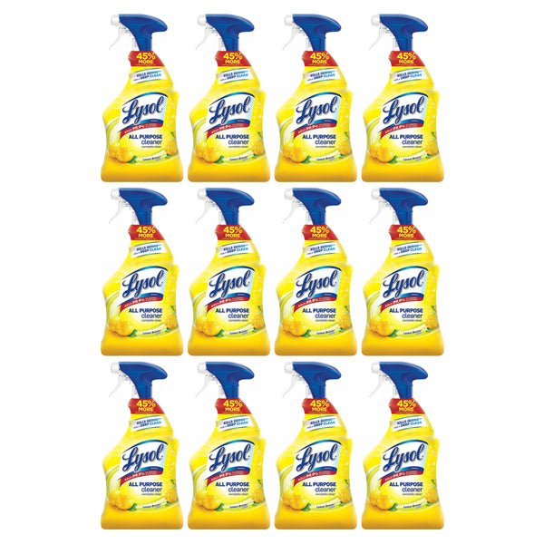 12 Pack - Lysol All-Purpose Sanitizing and Disinfecting Spray Lemon Breeze Scent 32oz