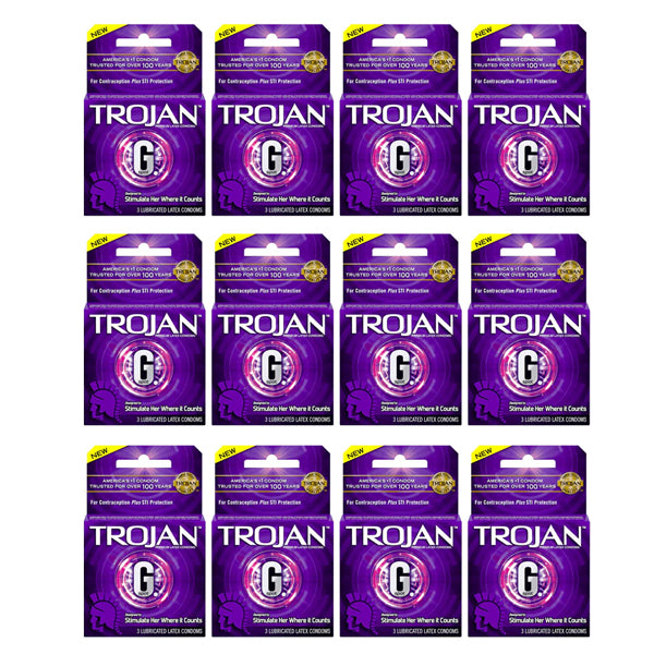 12 Pack - Trojan G-Spot Lubricated Condoms 3 Count Each