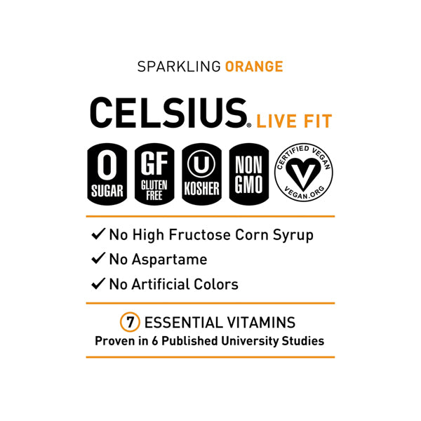 12 Pack - CELSIUS Sparkling Orange Essential Energy Drink 12oz