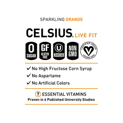 12 Pack - CELSIUS Sparkling Orange Essential Energy Drink 12oz