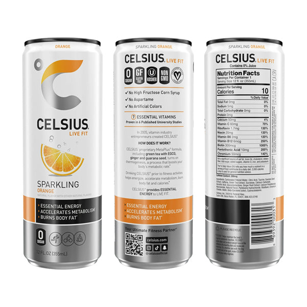 24 Pack - CELSIUS Sparkling Orange Essential Energy Drink 12oz