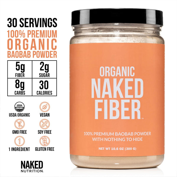 2 Pack -Naked Fiber Organic Baobab Powder Fiber Supplement 10.6oz