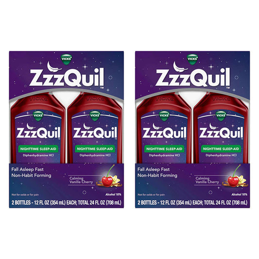 2 Pack - Vicks ZzzQuil Liquid Sleep Aid Vanilla Cherry 12oz Twin Pack