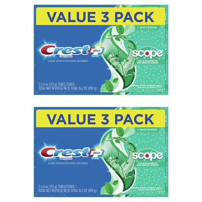 2 Pack - Crest + Scope Complete Whitening Toothpaste Minty Fresh 5.4oz 3ct Each