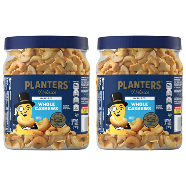 2 Pack - Planters Unsalted Premium Whole Cashews 26oz