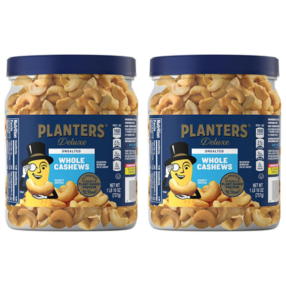 2 Pack - Planters Unsalted Premium Whole Cashews 26oz