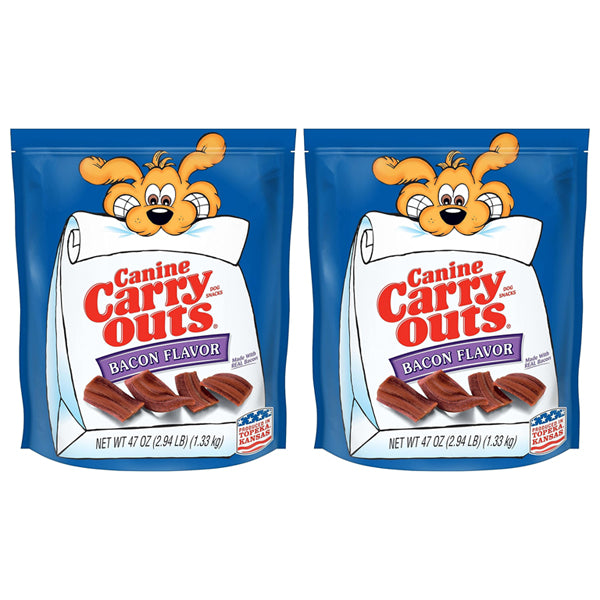 2 Pack - Canine Carry Outs Dog Treats, Bacon Flavor, 47oz