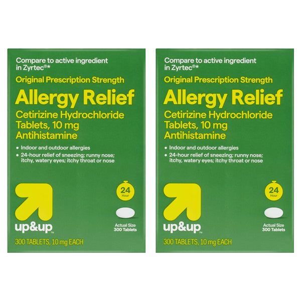 2 Pack - up&up Cetirizine Hydrochloride Allergy Relief Tablets 300 Count Each