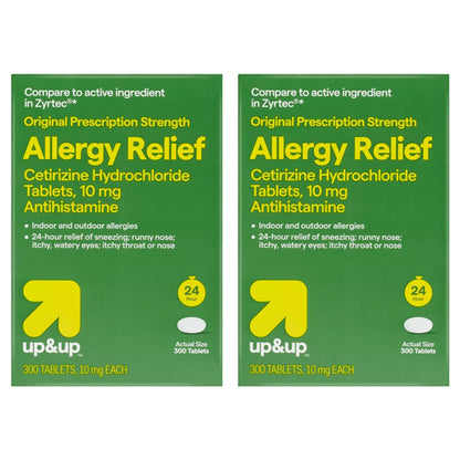 2 Pack - up&up Cetirizine Hydrochloride Allergy Relief Tablets 300 Count Each