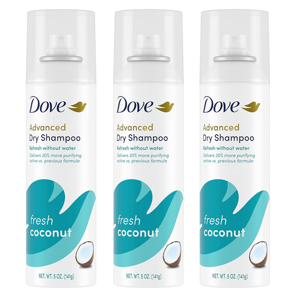 3 Pack - Dove Advanced Dry Shampoo Spray Fresh Coconut 5oz