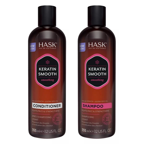 Hask Keratin Protein Smoothing Shampoo & Conditioner Combo 12oz Each