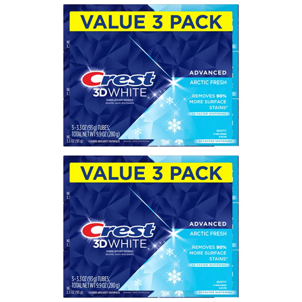 2 Pack - Crest 3D White Advanced Teeth Whitening Arctic Fresh Toothpaste 3.3oz 3ct Each