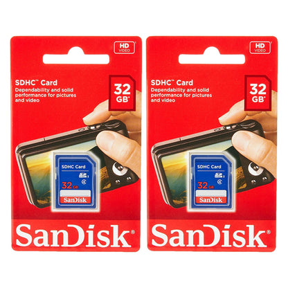 2 Pack - SanDisk 32GB SDHC Flash Memory Card SDSDB-032G-B35