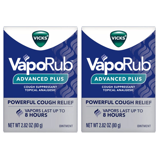 2 Pack - Vicks VapoRub Advanced Plus Cough Suppressant Topical Chest Rub 2.82oz