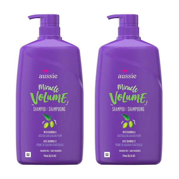 2 Pack - Aussie Miracle Volume Paraben Free Shampoo with Plum & Bamboo 26.2oz