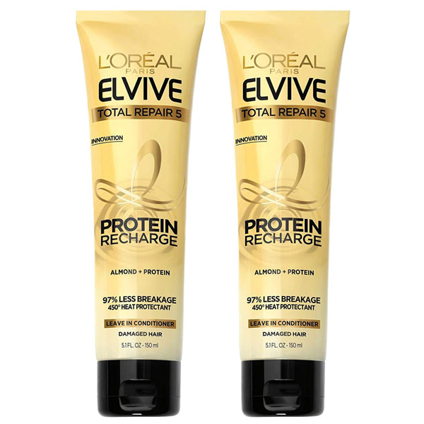 2 Pack - L'Oreal Elvive Total Repair 5 Protein Recharge Leave-in Conditioner 5.1oz