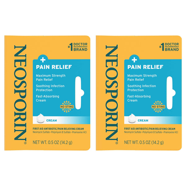 2 Pack - Neosporin Plus Pain Relief Cream Maximum Strength 0.5oz