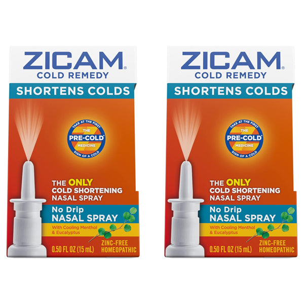 2 Pack - Zicam Cold Remedy No-Drip Nasal Spray with Cooling Menthol 0.5oz