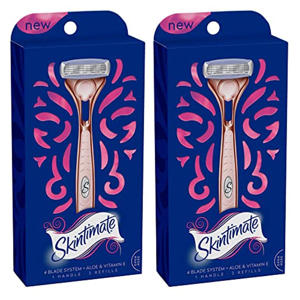 2 Pack - Skintimate Razor, 4 Blades System with Aloe & Vit E