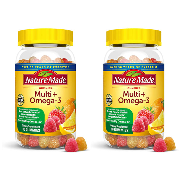 2 Pack - Nature Made Multivitamin + Omega-3 Gummy Vitamin 80 Count Each