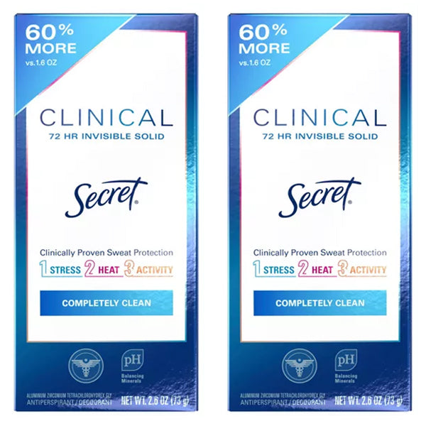 2 Pack - Secret Clinical Antiperspirant for Women Completely Clean Scent 2.6oz