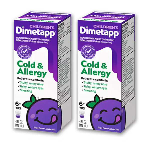 2 Pack - Children's Dimetapp Cold & Allergy Medicine Grape Flavor 4 oz