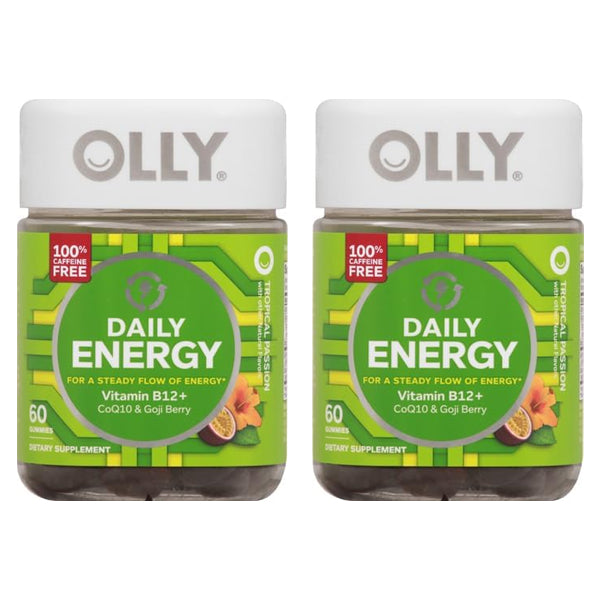 2 Pack - OLLY Daily Energy Gummy Supplement Caffeine Free Tropical Flavor 60ct