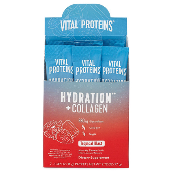 2 Pack - Vital Proteins Hydration + Collagen Packs Tropical Blast 0.39oz 7 Count Each