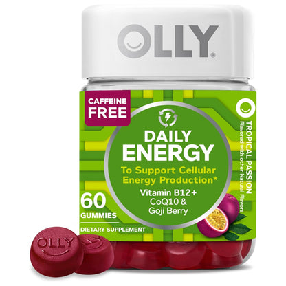 2 Pack - OLLY Daily Energy Gummy Supplement Caffeine Free Tropical Flavor 60ct