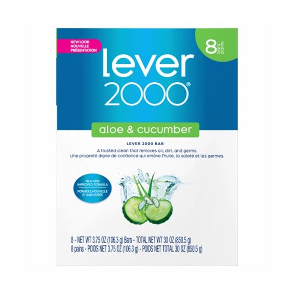 2 Pack - Lever 2000 Refreshing Bar Soap With Aloe & Cucumber 3.75oz 8 Count Each