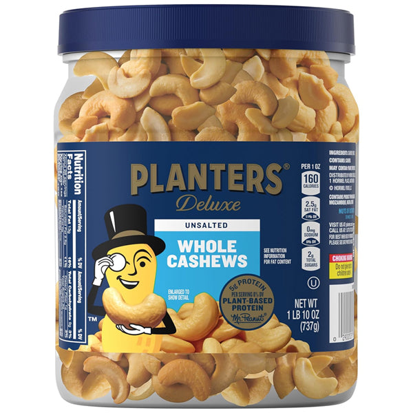 2 Pack - Planters Unsalted Premium Whole Cashews 26oz