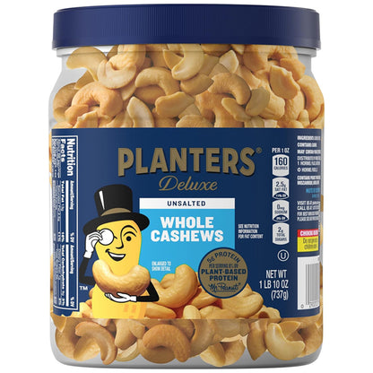 2 Pack - Planters Unsalted Premium Whole Cashews 26oz