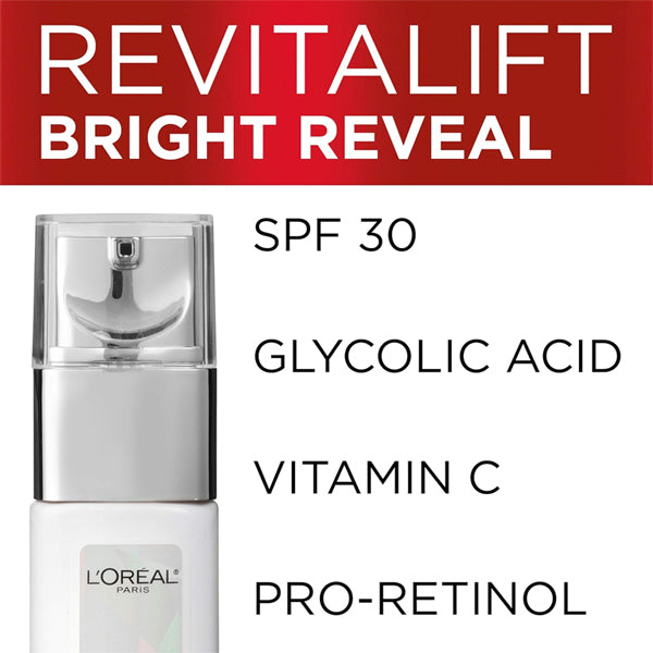 2 Pack - L'Oréal Paris Revitalift Bright Reveal Anti-Aging Day Cream SPF 30 1oz