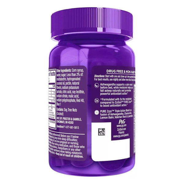 2 Pack - ZzzQuil Pure Zzzs Triple Action Gummy Melatonin Sleep Supplement 42ct