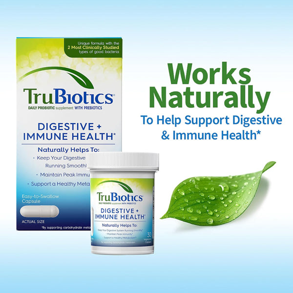 2 Pack - TruBiotics Digestive + Immune Health Daily Probiotic with Prebiotic 30ct