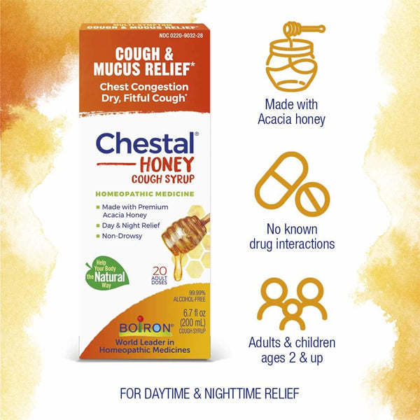 2 Pack - Boiron Chestal Honey Adult Cold and Cough Syrup 6.7oz