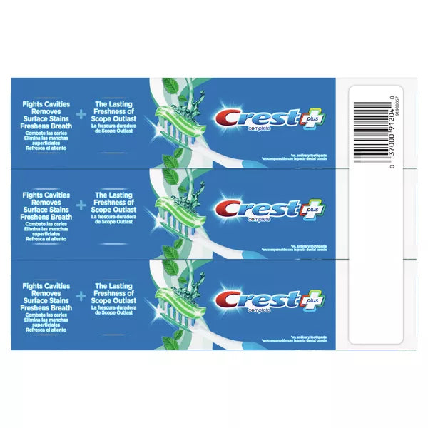 2 Pack - Crest + Scope Outlast Complete Whitening Toothpaste 5.4oz 3 Count Each