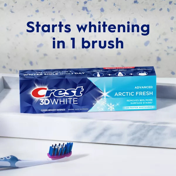 2 Pack - Crest 3D White Advanced Teeth Whitening Arctic Fresh Toothpaste 3.3oz 3ct Each