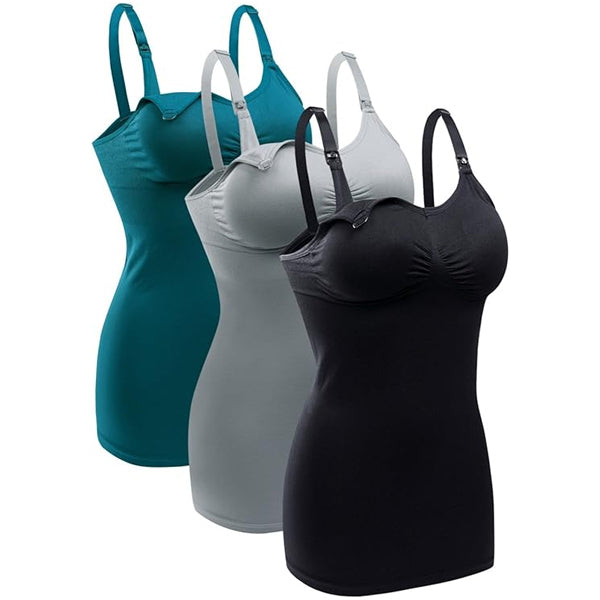 3 Pack - Womens Nursing Tank Tops Built in Bra for Breastfeeding XL Size