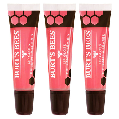 3 Pack - Burt's Bees 100% Natural Moisturizing Lip Gloss Punch of Pink 0.5oz