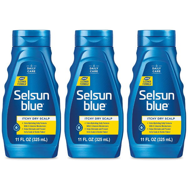 3 Pack - Selsun Blue Itchy Dry Scalp Anti-Dandruff Shampoo 11oz