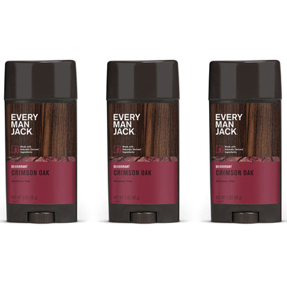 3 Pack - Every Man Jack Crimson Oak Aluminum Free Deodorant 3oz