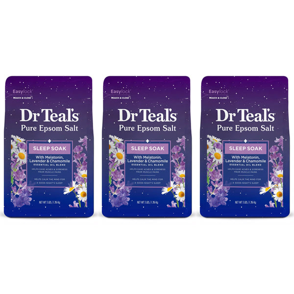 3 Pack - Dr Teal's Epsom Salt Magnesium Sleep Soak 3lb Each