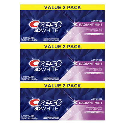 3 Pack - Crest 3D White Advanced Whitening Toothpaste Radiant Mint Twin Pack