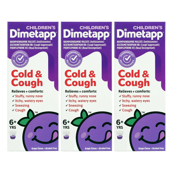 3 Pack - Children's Dimetapp Grape Cold & Cough Medicine 8 fl oz