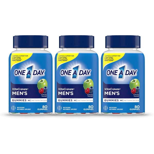 3 Pack - One A Day Men’s Multivitamin VitaCraves Gummies 80 Count Each