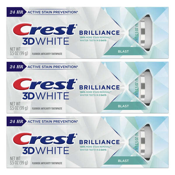 3 Pack - Crest 3D White Brilliance Blast Teeth Whitening Toothpaste 3.5 oz