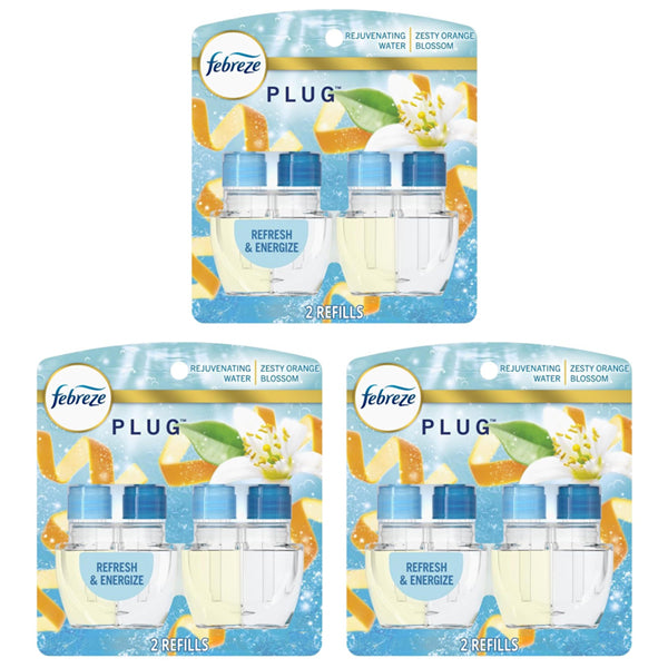 3 Pack - Febreze Dual Plug in Zesty Orange Blossom Scent 2 ct Each