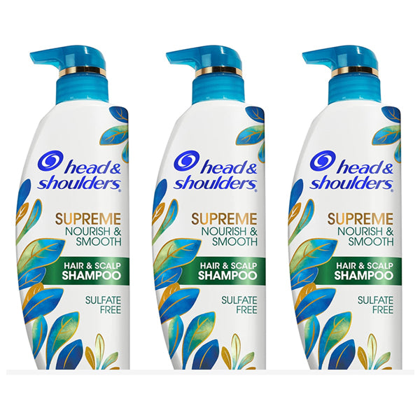 3 Pack - Head & Shoulders Supreme Sulfate Free Nourish & Smooth Shampoo 11.8oz